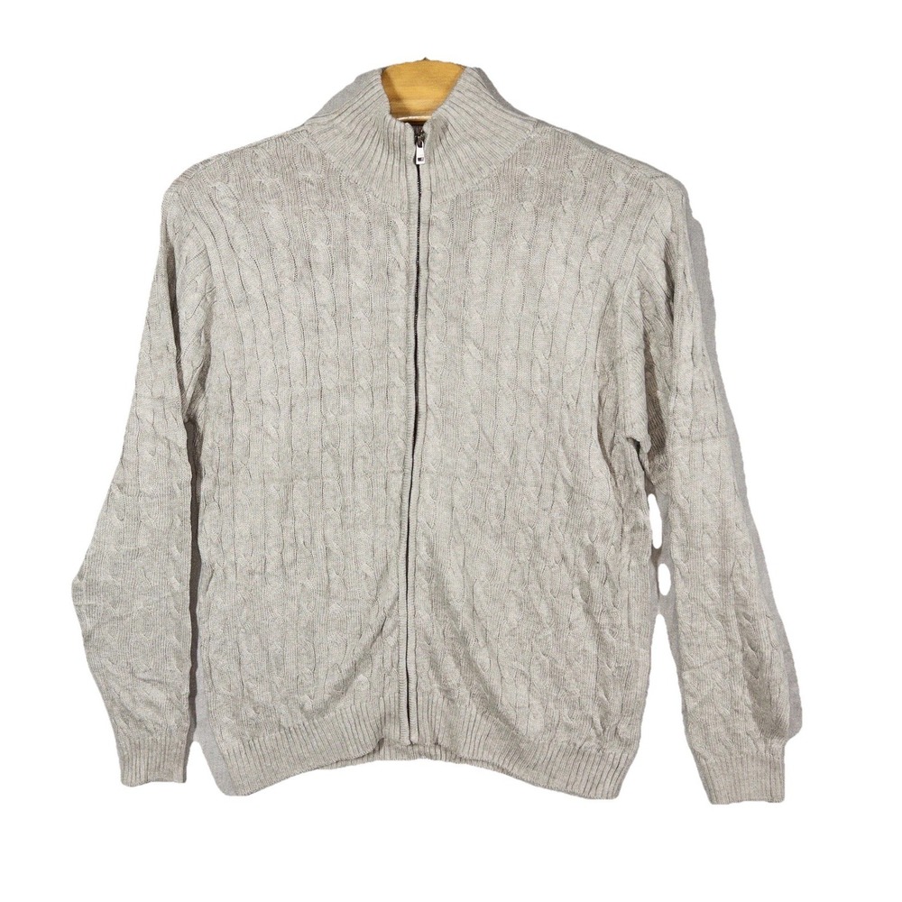 H2H Cable Knit Full Zip Mens XXL Acrylic‎ Cotton Fisherman Sweater